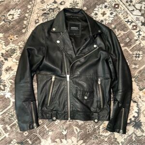 Barneys New York Black Leather Performance Jacket